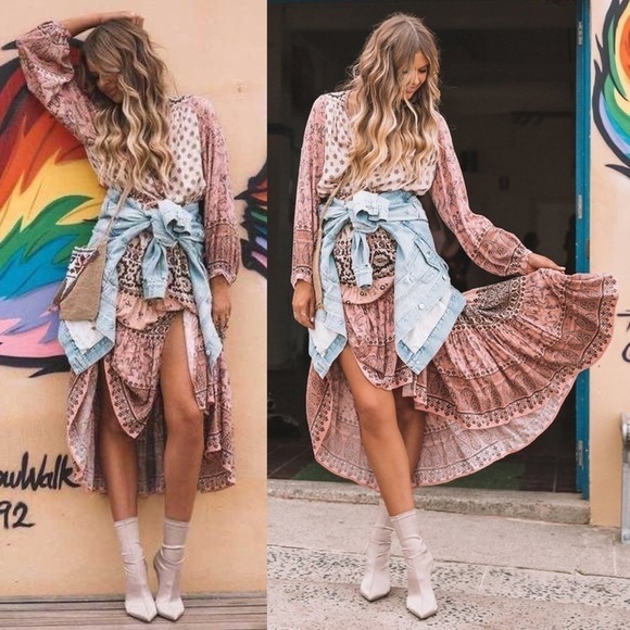 Spell Lionheart Gown Maxi Boho Tribal Paisley Sundown XS EUC - Picture 9 of 14